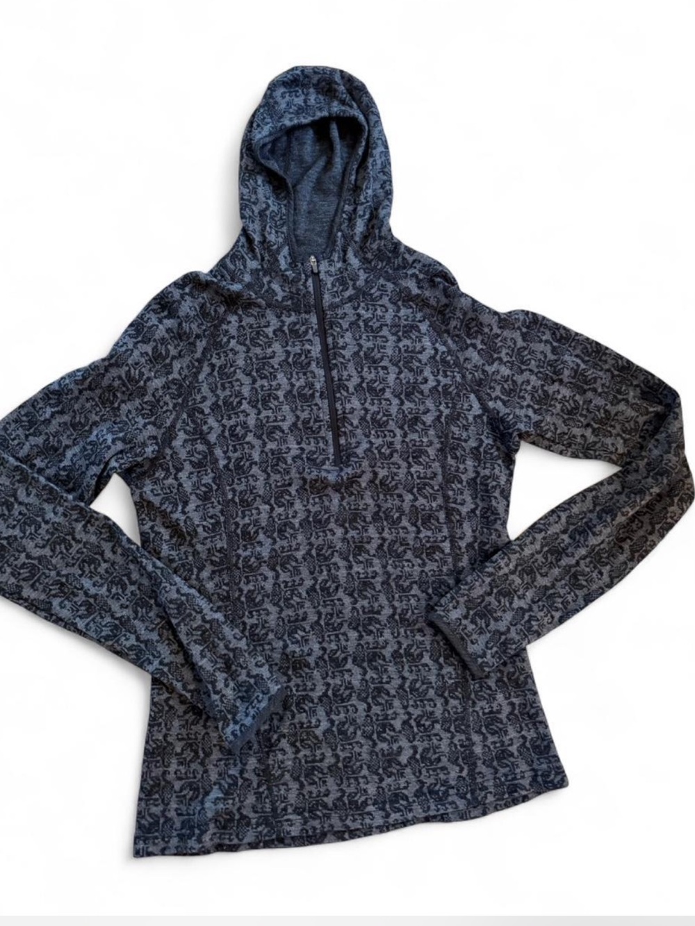 ibex women’s Hooded Half-Zip Sweater - Charcoal- 100% merino wool